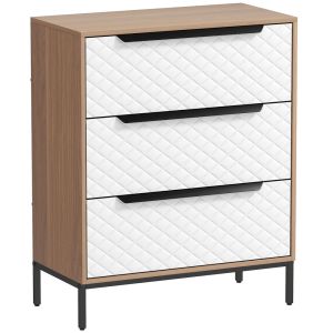 Cómoda com 3 gaveta tecido não tecido, aço e mdf color marrón