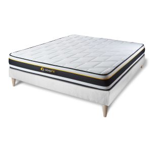 Conjunto de estrado branco + colchão sleepfit soft (135x200 cm - espuma- al