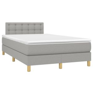vidaXL cama box spring con colchón tela gris claro 120x190 cm