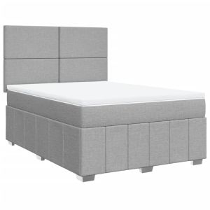 vidaXL cama box spring con colchón tela gris claro 140x190 cm