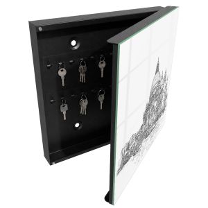 Caixa de chaves de parede decorativa 30x30x5, abertura à direita tulup