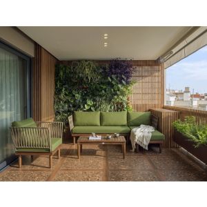 Conjunto lounge madeira de acácia castanho cremona