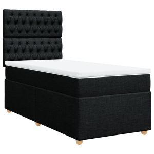 vidaXL cama box spring con colchón tela negro 90x200 cm