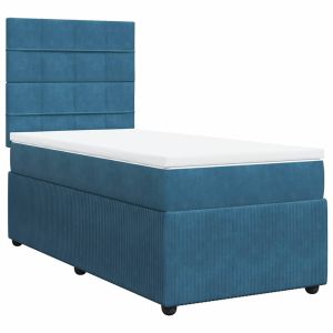 vidaXL cama box spring con colchón terciopelo azul oscuro 90x200 cm