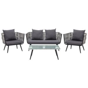 Conjunto de jardim com mesa 4 lugares ragusa rattan sintético cinzento