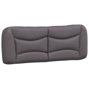 vidaXL cabecero de cama acolchado cuero sintético gris 140 cm