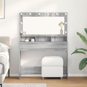Mesa de maquiagem com luzes LED cinza sonoma 100x41x135 cm wf998940