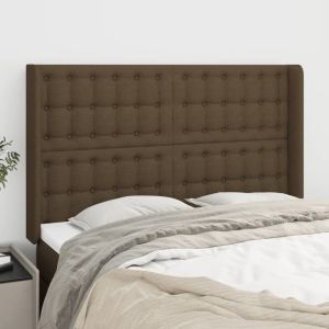 Cabeceira cama c/ abas tecido 147x16x118/128 cm castanho-escuro ptob6150