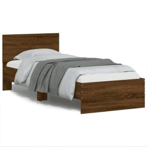 Cama cabeceira/luzes LED 75x190 cm carvalho castanho seaw7474