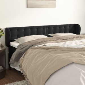 Cabeceira de cama c/ abas veludo 183x23x78/88 cm preto ptob5502