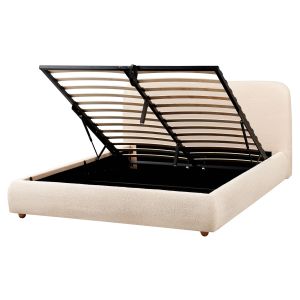 Sommier com arrumação blagnac bouclé creme claro 160 x 200 cm