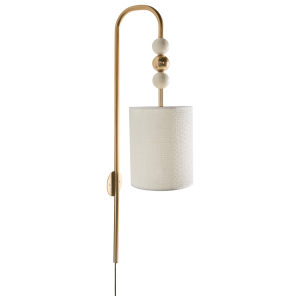 Candeeiro de parede loky metal latão/creme