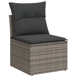 vidaXL silla de jardín sin reposabrazos con cojines ratán pe gris