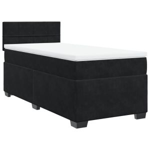 vidaXL cama box spring con colchón terciopelo negro 90x200 cm