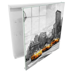Caixa para chaves decorativa 30x30x5, abertura à direita branca