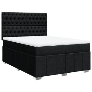 vidaXL cama box spring con colchón tela negro 140x200 cm