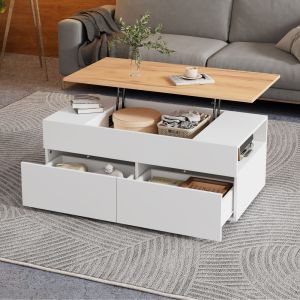 Mesa de centro com 2 gavetas natural 44x90x60cm
