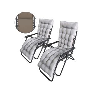 Conjunto de 2 cadeirões de jardim reclináveis com efeito de gravidade zero