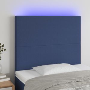 Cabeceira cama c/ LED tecido 80x5x118/128 cm azul ptob3409