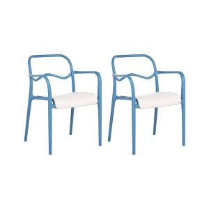 Conjunto de 2 cadeiras de jardim thasos material sintético azul