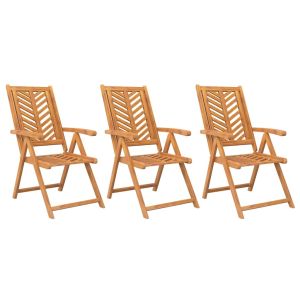 Cadeiras de jardim reclináveis 3 pcs madeira de acácia maciça