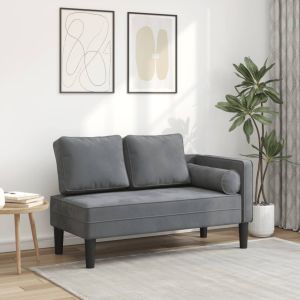 Chaise lounge com almofadões veludo cinzento-escuro wf830595