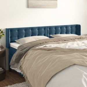 Cabeceira de cama c/ abas tecido 183x16x78/88cm azul-escuro ptob8252