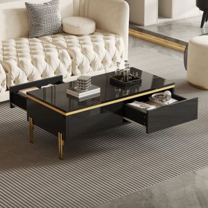 Mesa de centro com gavetas preta 36x100x50cm