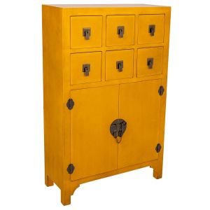 Cómoda de madeira com 6 gavetas e 2 portas 63x26x101