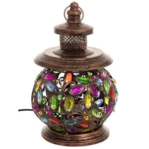 Lâmpada de metal com vidro acrílico colorido 20x20x31.5h cm