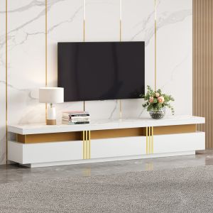 Móvel de tv para televisor até 90 polegadas 3 gavetas branco 42x200x40cm