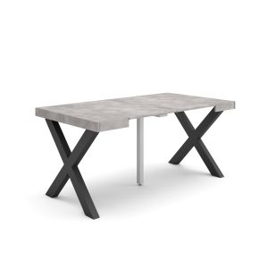 Mesa consola extensível, 160x90x73cm, cimento, pés de madeira rf2752