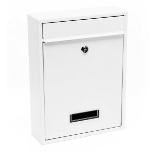 Caixa de correio de parede design em aço galvanizado 26 x 8,5 x 35 cm branc