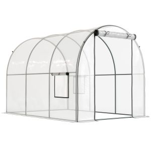 Estufa tipo túnel 300x200x200 cm aço e plástico transparente Outsunny