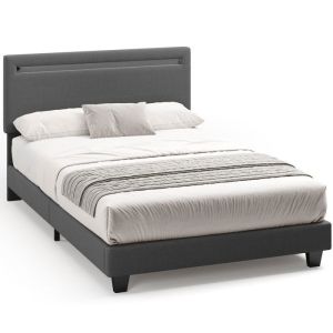 Estrutura de cama LED cinzento escuro - 1 lugar - 120 x 200 cm