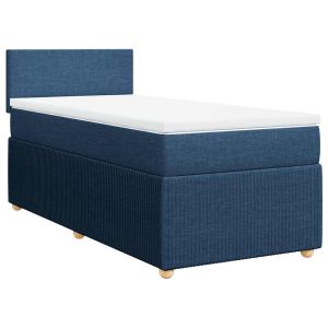 vidaXL cama box spring con colchón tela azul 90x200 cm