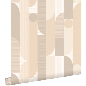 Estahome papel de parede formas geométricas bege 50 x 900 cm