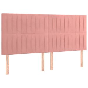 vidaXL cabecero con luces LED terciopelo rosa 200x5x118/128 cm