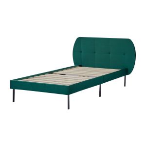 Cama estofada porvoo com cabeceira de veludo 90x200cm - verde escuro
