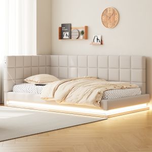 Sofá-cama acolchoado, 90 x 200 cm,bege.