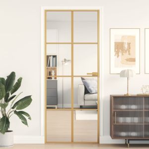 Porta interior 83x201,5 cm vidro temperado e alumínio dourado weg6861
