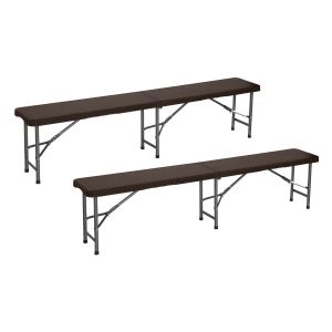 Pack 2 bancos dobráveis de efeito rotim para restauração 180x30x43cm 7house