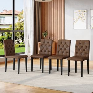 Conjunto 4 cadeiras jantar veludo castanho com pernas metálicas pretas