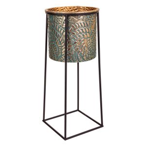 Vaso de flores em metal dourado 22,5x22,5x52,5