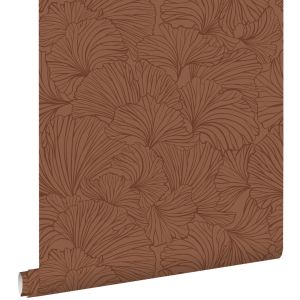 Estahome papel de parede folhas de ginkgo terracota 53 cm x 10.05 m