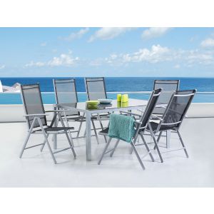 Conjunto de refeição de jardim 6 lugares catania metal preto