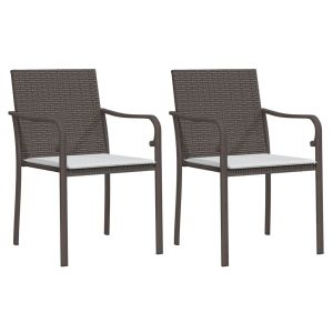 vidaXL sillas jardín y cojines 2 uds ratán sintético marrón 56x59x84cm