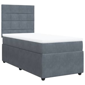 vidaXL cama box spring con colchón terciopelo gris oscuro 100x200 cm