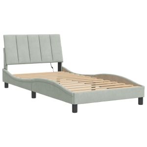 vidaXL estructura de cama con LED sin colchón hanko terciopelo gris claro