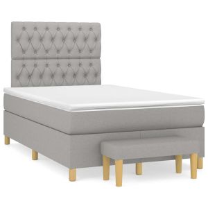 vidaXL cama box spring con colchón tela gris claro 120x190 cm